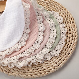 Children's eating bib, set, lace double-sided waterproof headband 4