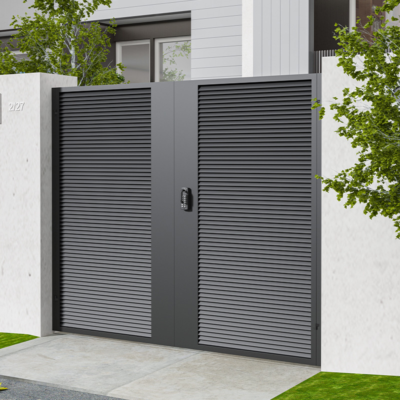 Wrought Iron Gate Villa Louver Courtyard Entrance Door Garden Stainless Steel Single and Double Door Modern New Entrance Door