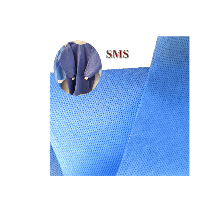 厂家直销 SMS无纺布 SSMMS面料 蓝色PP丙纶防水纺粘手术衣隔离服