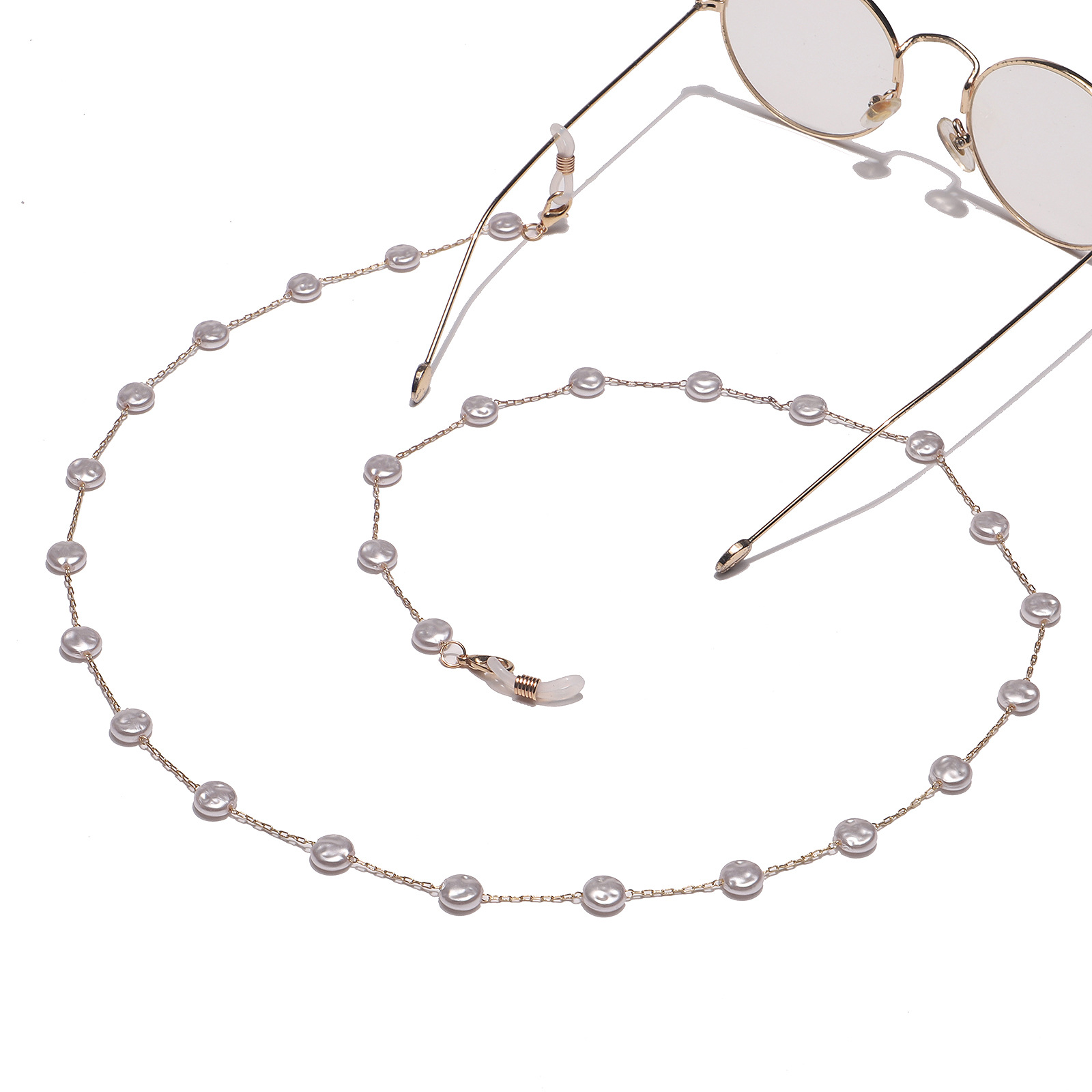 New Round Pearl Gold Glasses Chain Necklace Sunglasses Anti-lost Anti-drop Glasses Lanyard display picture 3