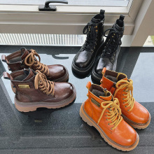 真皮马丁靴女2025秋冬季新款时尚高帮系带女靴厚底增高百搭短靴潮