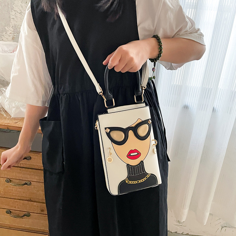 345g Weight Cotton Lining Material Sewing Thread Fashion Element Zipper Closure Type Single Shoulder Strap Strap Type Crossbody Bag Bags Type Casual, Shopping Occasion Pu Leather Material Human Pattern All Seasons Season Women's Gender Streetwear Style Square Shape Medium Size Women's Medium Pu Leather Human Streetwear Sewing Thread Square Zipper Crossbody Bag 102