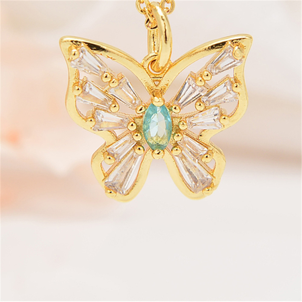 Rhinestones Inlay Material Pendant Necklace Classification Copper Inlay Butterfly Rhinestones Pendant Necklace