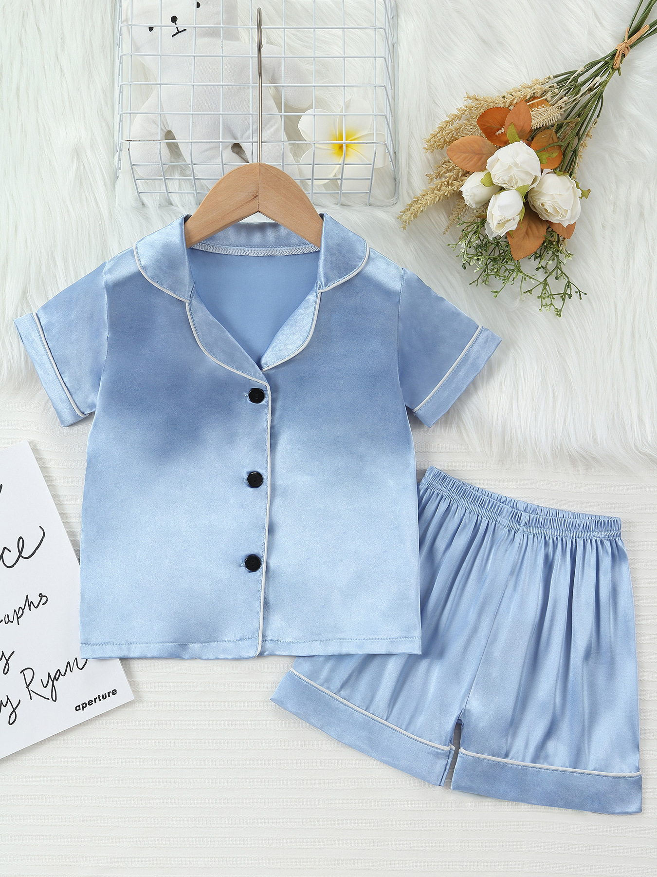 Barn pyjamas set med cartoon tryck kortärmad sommarkläder_voghion.com