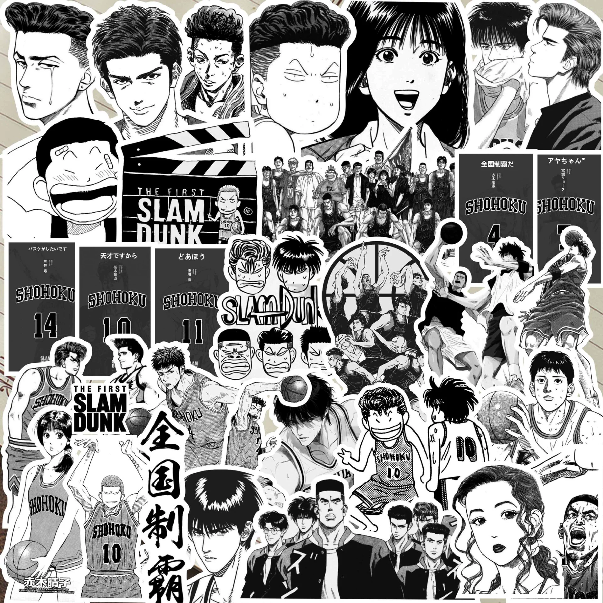 Стикер Slam Dunk черно-белая анимация Сакураги Цветочная дорога Рукана Фэнкуа Шоу Акага Гансянь Гонгчэng Лянтян стикер