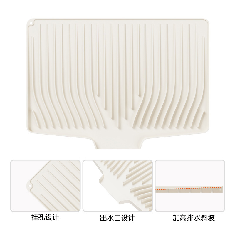 亚马逊厨房硅胶沥水垫柜台碗碟餐具隔热斜坡导流排水板硅胶干燥垫|undefined