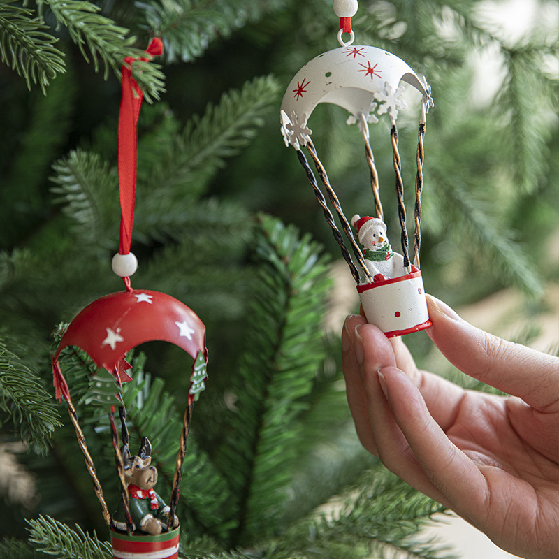 Nordic hierro Navidad globo de aire caliente paracaídas colgante creativo Navidad decoraciones árbol de Navidad colgando adornos