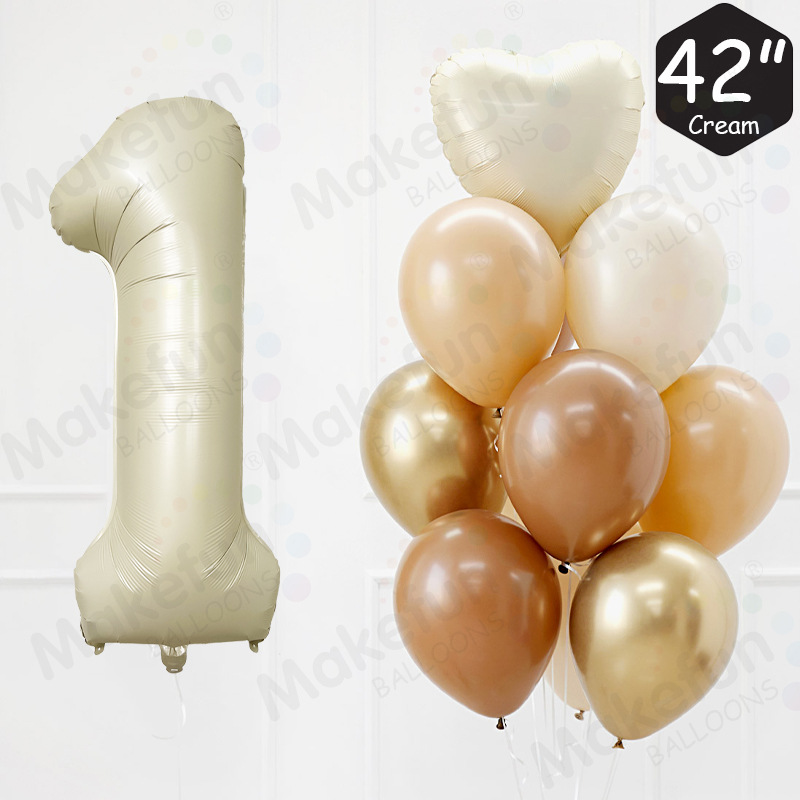 ins style nylon US version 42 inch digital caramel cream party decoration with independent packaging aluminum film balloon