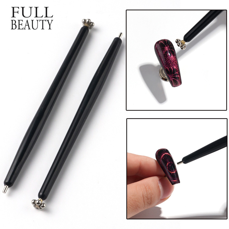 Cross-Border New Manicure Tools Ins Small Flower Double-Headed Cat Eye Magnetic Pen Strong Iron-Absorbing Acrylic Nail Tools