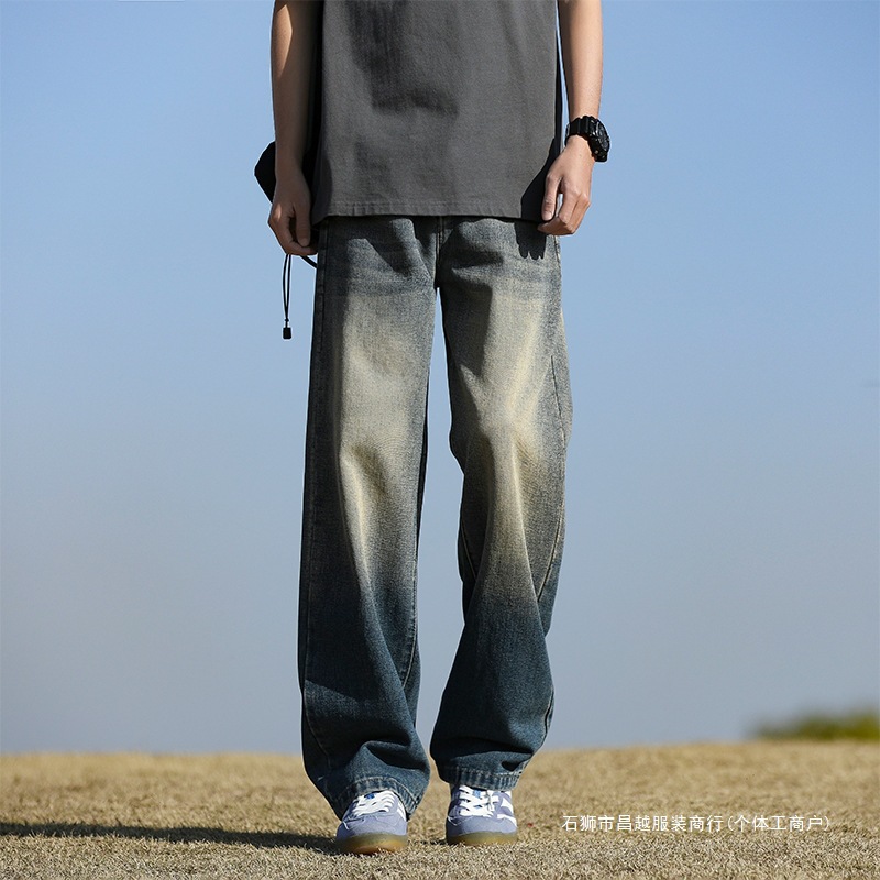 American Retro Jeans Men's Pants Trendy Versatile 2025 New Straight Loose Summer Thin Long Pants