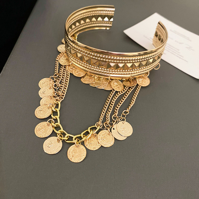 Europa y Estados Unidos plumas transfronterizas hojas bordas abiertas pulsera ligera lujosa alta sensación brazalete punk jeans de moda joyas mujeres image 31