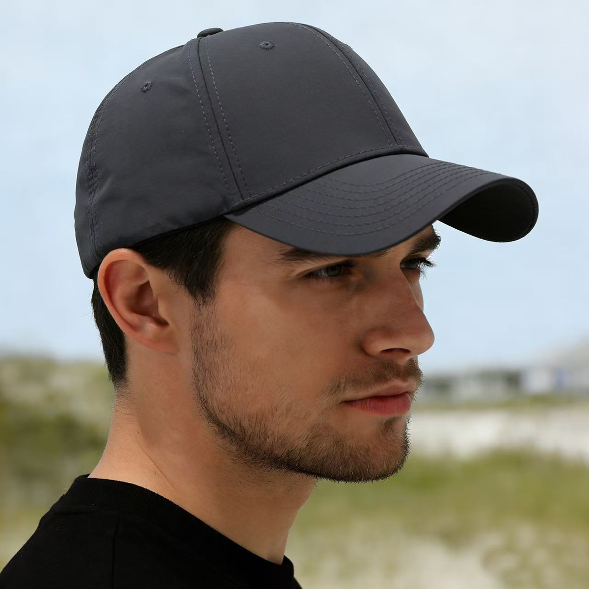 Men's solid color summer thin breathable baseball cap