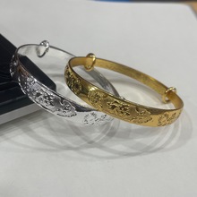 高仿镀金镀银龙凤福推拉手镯梅花福推拉手镯潮流批发饰品地摊货源