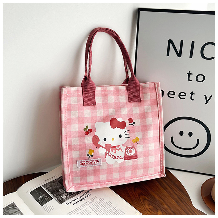 Cute cartoon cat canvas bag 2025 new style large-capacity simple and convenient tote bag with fashionable printing undefined