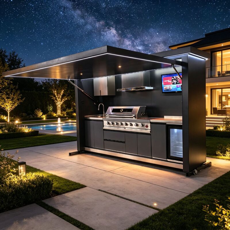 High-End Outdoor Kitchen with Rgb Lighting, Bluetooth Speakers, Built-In Barbecue Grill, and Refrigerator, Direct from the Source Factory High-End Outdoor Kitchen with Rgb Lighting, Bluetooth Speakers, Built-In Barbecue Grill, and Refrigerator, Direct from the Source Factory