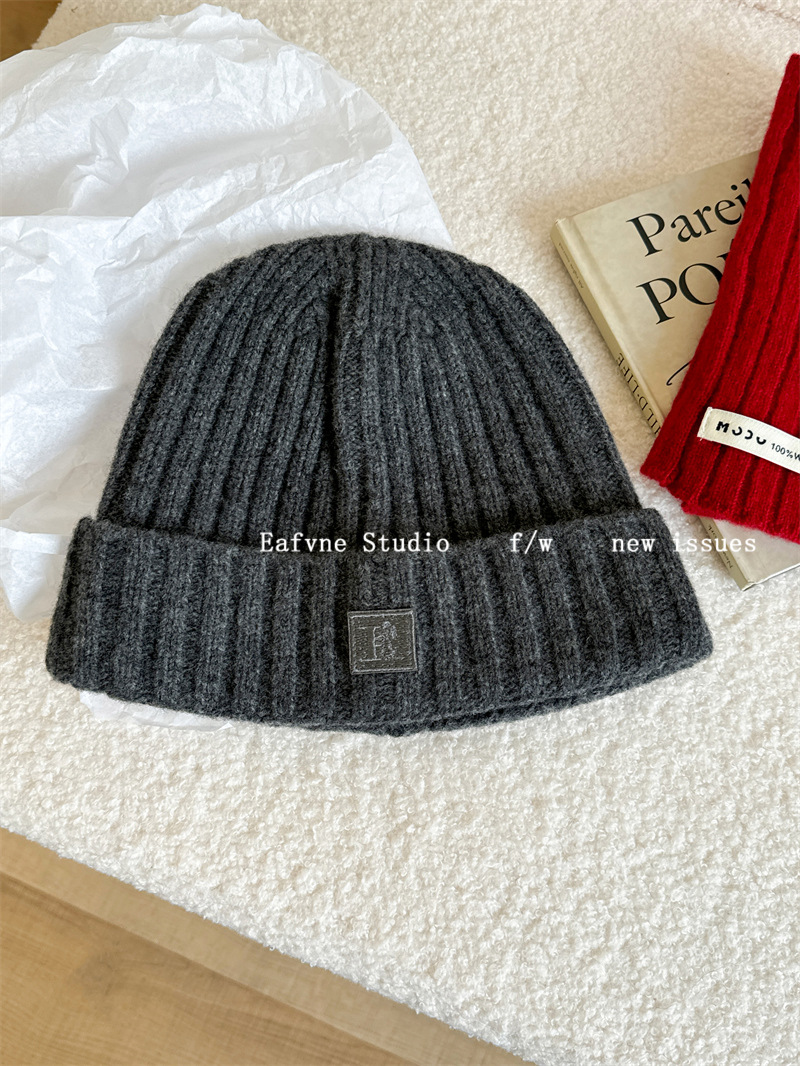 Gerippte Damenmütze Aus Wolle Für Herbst Und Winter Warm_voghion.com