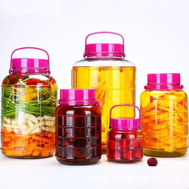 加厚玻璃泡菜坛子 玻璃密封储物罐家用腌菜瓶 自酿酵素瓶泡酒瓶