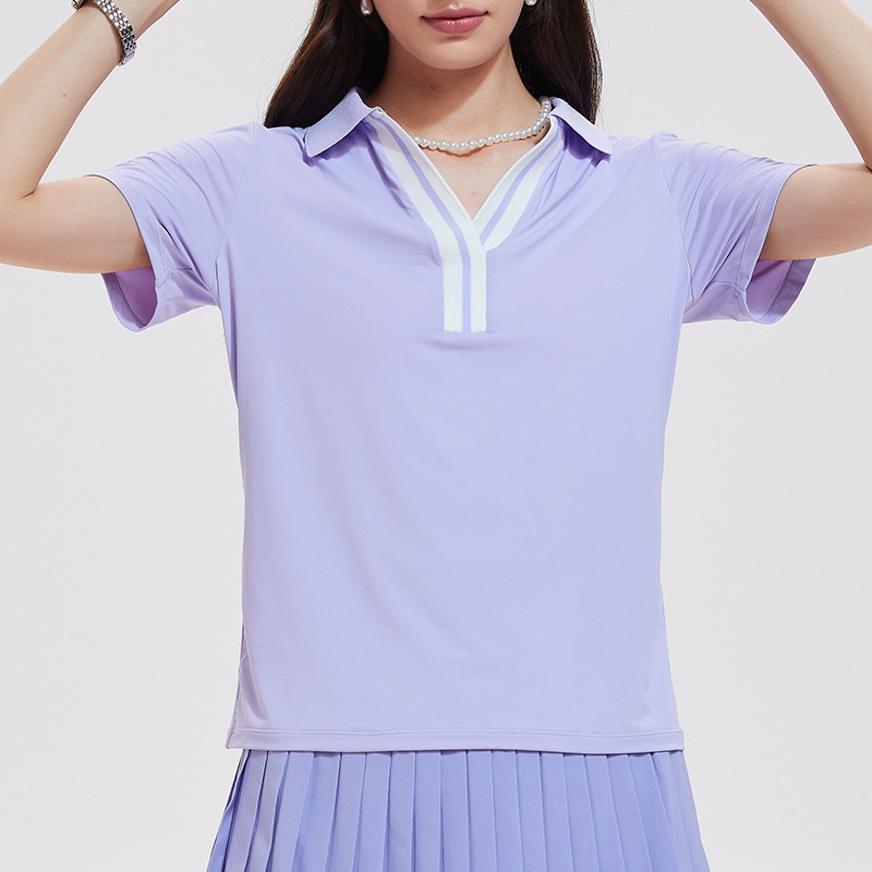 Caijue nuevo trajes deportivos transfronterizos para mujeres anti-corrido ocio camisa de polo de manga corta camisa de tenis de plumas para mujeres