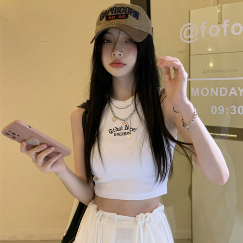  Summer New Sweet and Spicy Girl's Sexy Backless Tank Top for Women, Revealing Navel, Sleeveless Camisole Underwear