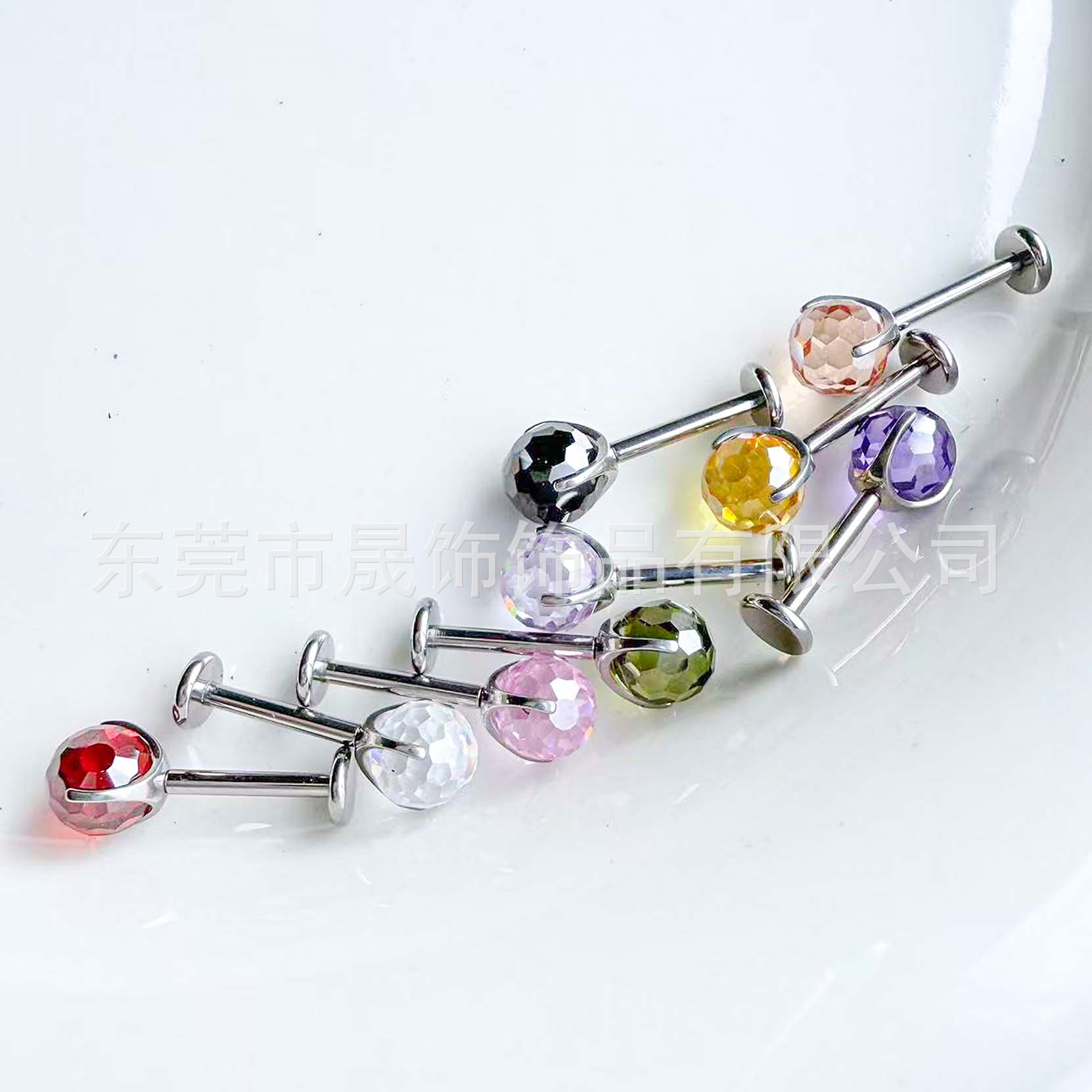 F136 Titanium Cubic Zirconia Ball 小灯泡 Ear Stud Tongue Barbell 超闪蹦迪 Ball Helix Cartilage Stud G23 Implant Grade Titanium Piercing Jewelry
