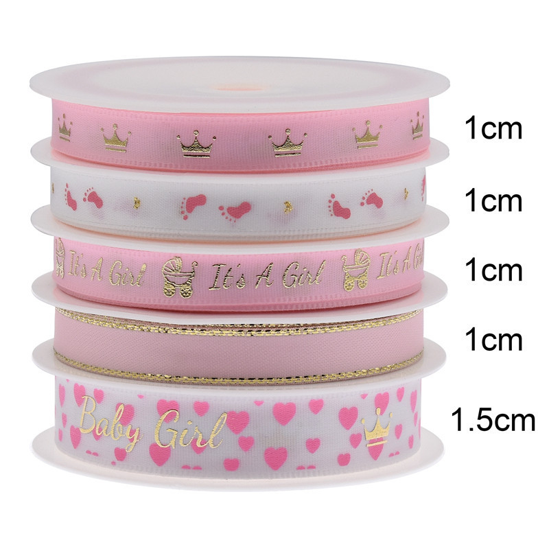 Transfronterizos estampado cochecito coronas pie cinta bebé embalaje de regalo cinta bebé luna llena chica cinta de rosa