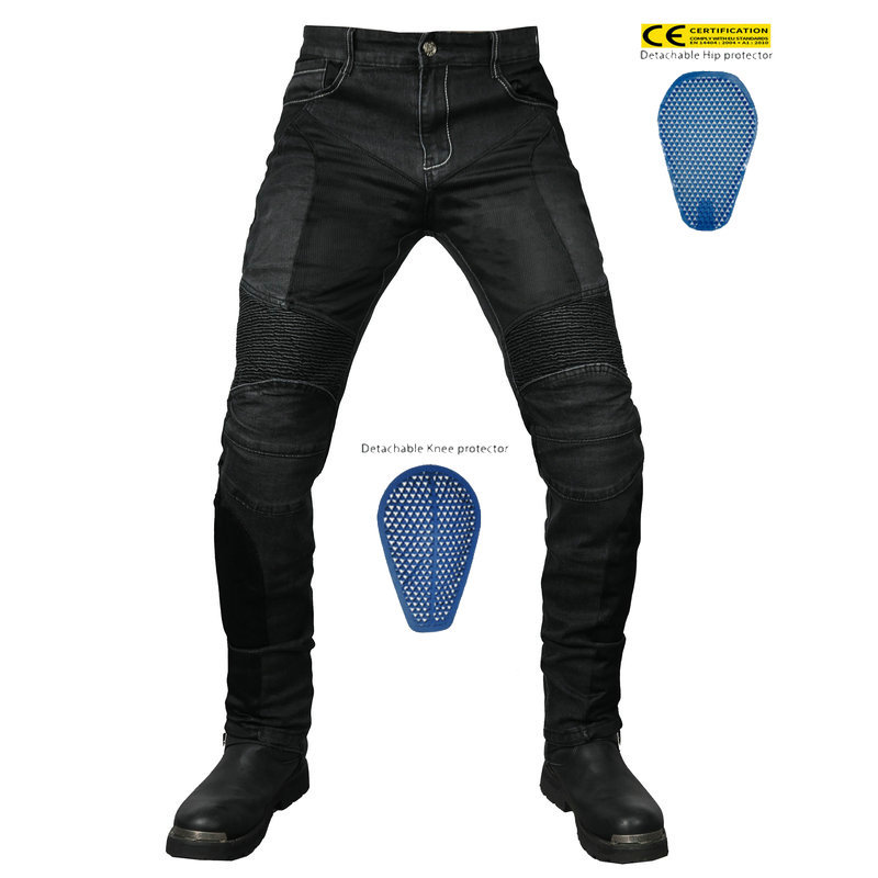 Pantalones vaqueros de la motocicleta de los hombres y las mujeres de verano de malla transpirable pantalones de la motocicleta pantalones de ciclismo al aire libre resistente a la caída CE de silicona equipo de protección