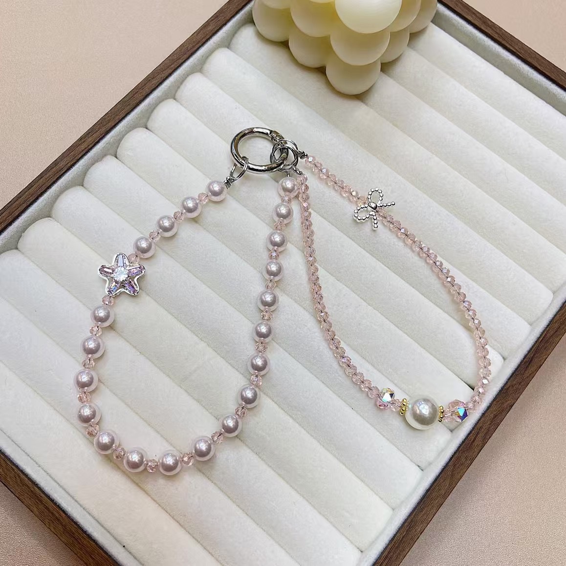 Cadena de teléfono móvil para mujer Creative ins moda teléfono móvil colgante bricolaje hecho a mano perla cristal diamantes de imitación cordón de doble cadena nuevo