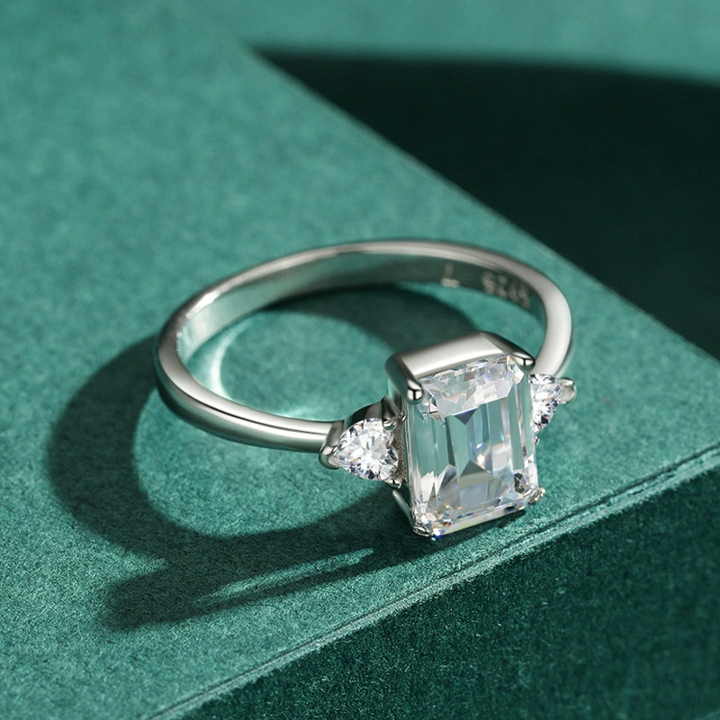 摩典 Wedding ring, universal zirconium, European style, silver 925 sample, Korean style, light luxury style