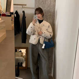 2025ins冬季新款甜美风蝴蝶结羽绒服女宽松休闲百搭保暖外套氨纶