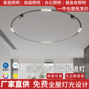 LED circular magnetic track lamp embedded main lamp living room lighting dining room bedroom circular curved line lamp
