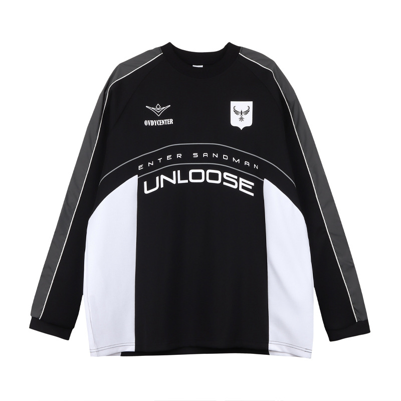 Îmbrăcăminte pentru bărbați Stil sport retro Stil curse Litere Jachetă întunecată rezistentă la vânt Îmbinare cu mâneci lungi de culoare contrastantă pentru cupluri bărbați și femei_voghion.com