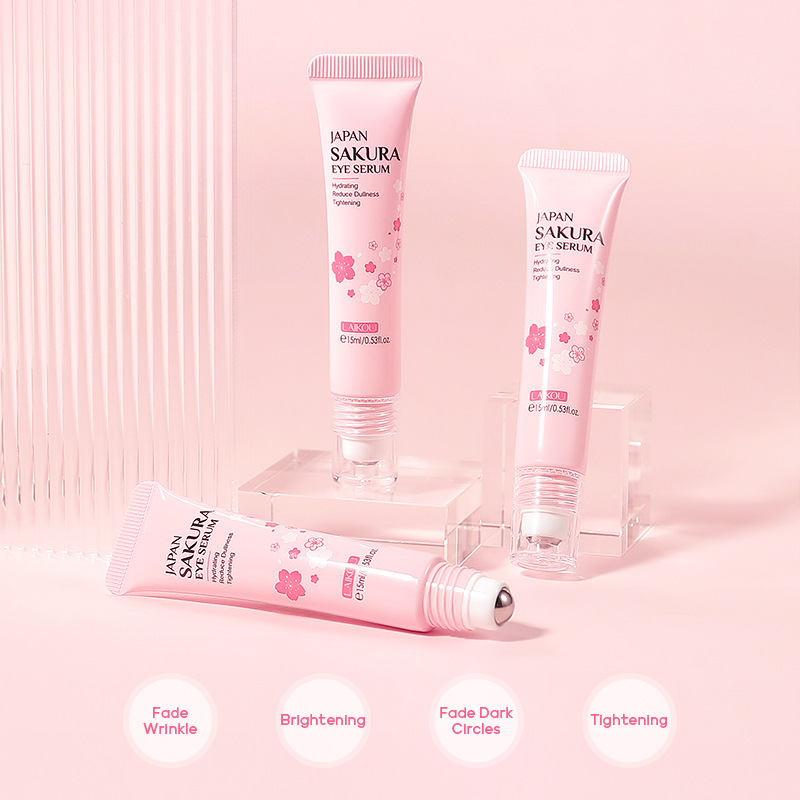 LAIKOU Lai Kou Cherry Blossom Eye Essence 15ml Roller Ball Massage Eye Care Cream Moisturizing and Hydrating Skincare