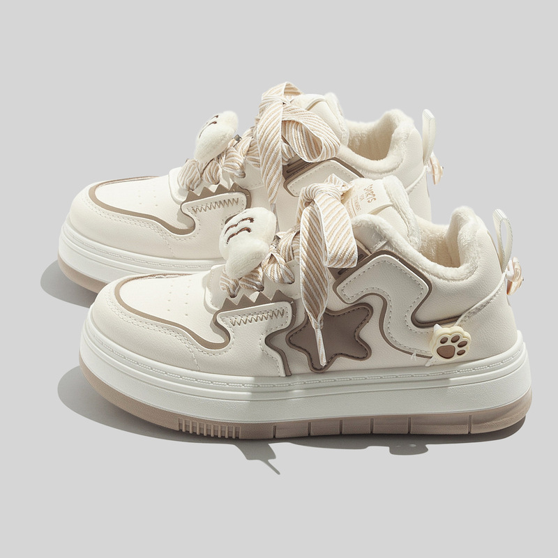 Students Joker White Shoes High-top Women's Shoes Winter fleece-lined Explosions Sports Casual Shoes Fashion Warm Plate Shoes