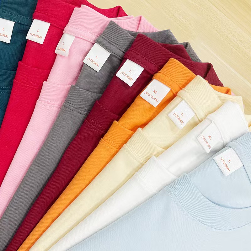 260g Heavy Cotton Small Shoulder T-Shirt Solid Color Crewneck Jacket Group Wear Work Wear Short Sleeve DIY Custom Printed Embroidered Character