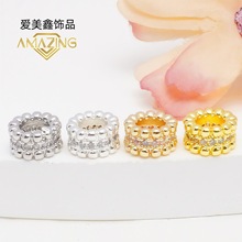 微镶锆石大孔隔珠 隔片圆形钻圈14K包金保色diy手链项链饰品配件