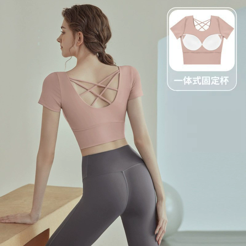 Йога-майка для спорта без бренда — Crop с Bust removable cups, дышащий тренировочный комплект