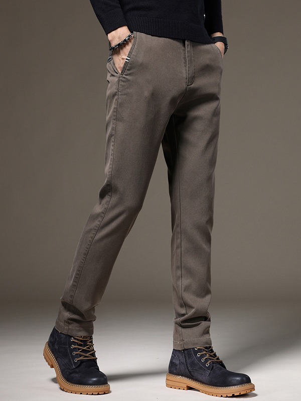 Otoño e Invierno nuevo negocio ligero pantalones casuales de los hombres de color sólido clásico moda estiramiento pantalones delgados de gama alta de los hombres boutique