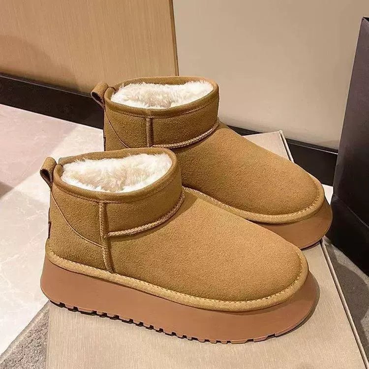 Y верхняя одежда на толстой подошве, экспортные зимние ботинки с короткими трубками для женщин, 25, зимние новые универсальные утолщенные нескользящие теплые хлопковые туфли на флисовой подкладке