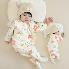 WUAWUA Baby Vest Autumn Cotton Thick Backless Sweater for Boys and Girls Winter Cartoon Clothing