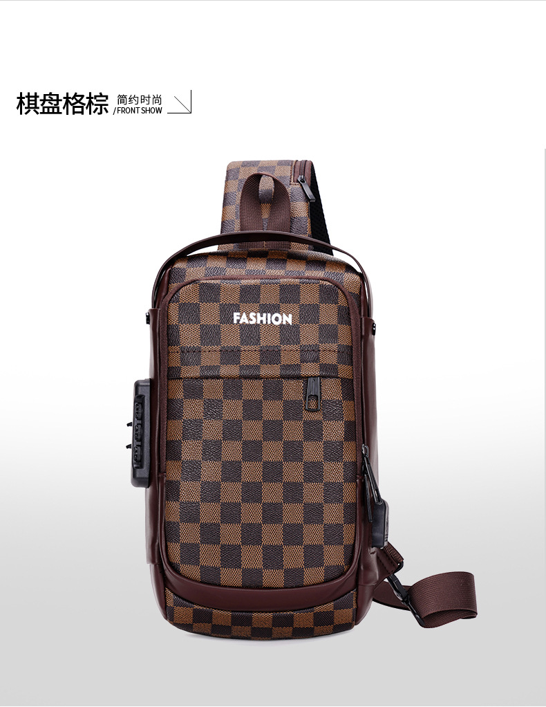 Men's chest bag, crossbody bag, anti-theft password lock, single-shoulder backpack, best-selling water-resistant storage bag, outdoor chest bag undefined