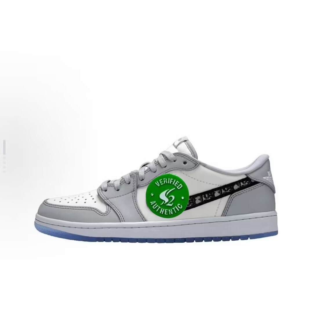 New Aj1 Basketball Shoes Low-Top White and Gray D-Brand Collaboration Low-Top Unisex Sports Shoes Denim Foreign Trade Cn8608-002