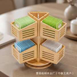 跨境竹制旋转多层收纳架家用储物架厨房调料整理架桌面茶包置物架