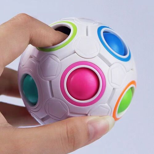 Cross-border 12-hole magic rainbow ball press fun Rubik's cube educational toy magic finger small football decompression artifact
