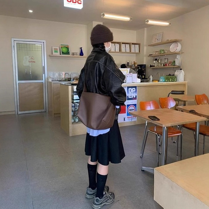 黑色港风PU外套女2025新款机车风流行设计感美式高街小个子皮衣潮|undefined