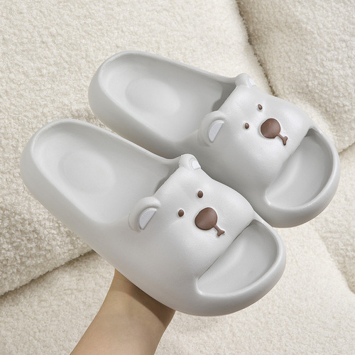 Cute Bear Children's Summer Slippers for Girls, Indoor Home Slippers with Non-Slip Bathroom Shower New Style Parent-Child Slippers