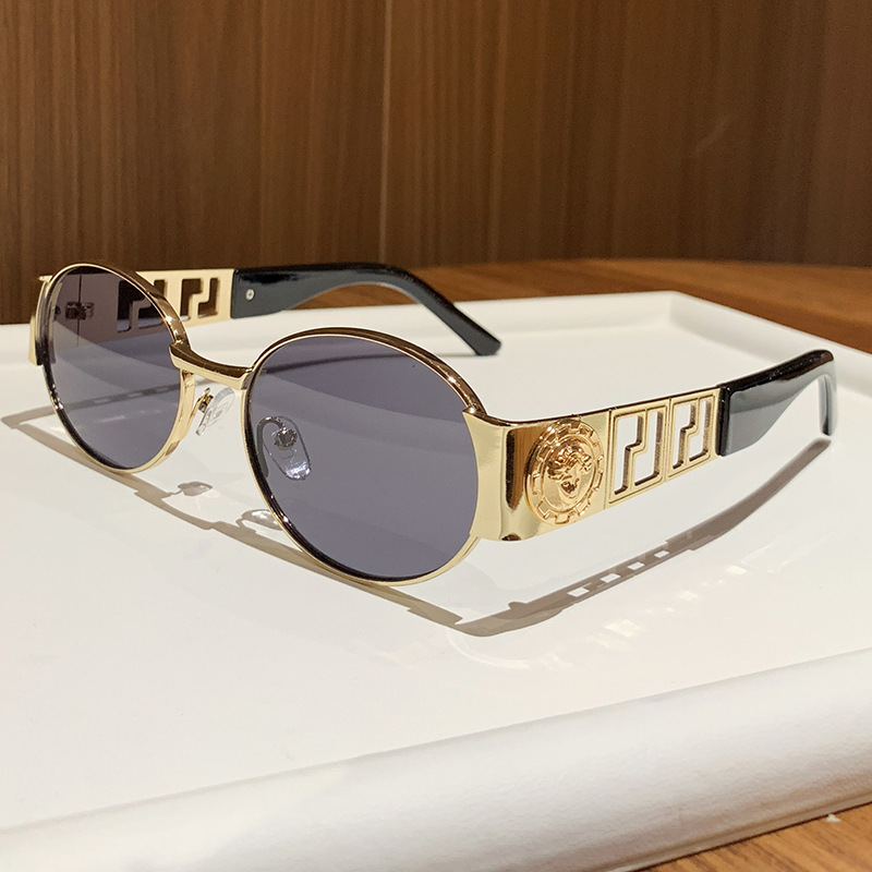 2026新款金属椭圆全框太阳镜网红街拍太阳眼镜跨境复古拍照墨镜