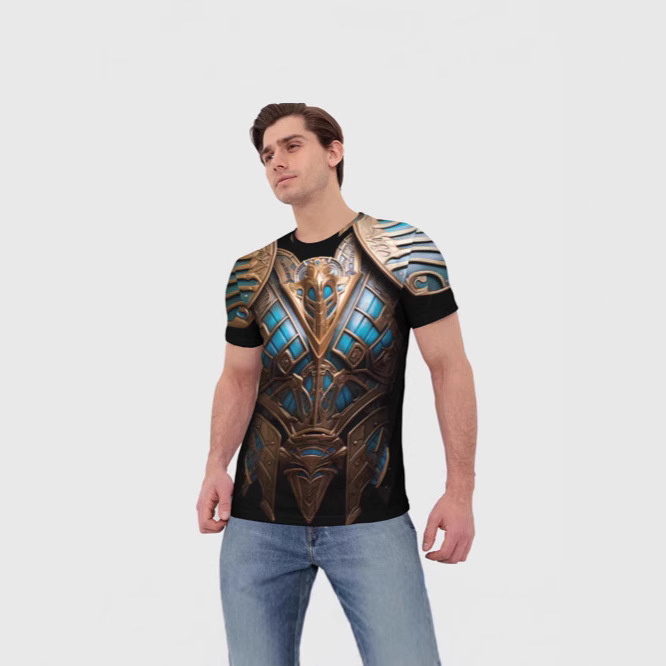 Cross-border Hot Selling Trendy Personalized Armor Pattern Series 3D Printed Short-sleeved Men's Casual Round Neck T-shirt Cross-border Hot Selling Trendy Personalized Armor Pattern Series 3D Printed Short-sleeved Men's Casual Round Neck T-shirt