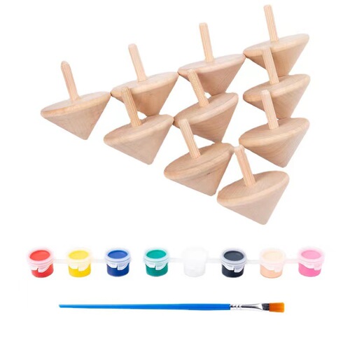 DIY wooden small top children's hand-painted DIY finger spinning top traditional wooden log spinning top manufacturer wholesale