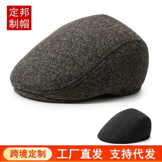 中老年鸭舌帽男士加厚保暖护耳防风前进帽休百时尚冬帽老人帽子男
