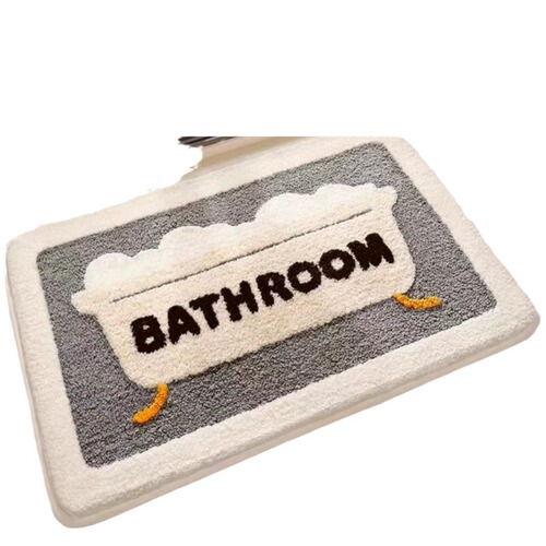 Faux Cashmere Patterned Bathroom Mat with Multiple Designs, Waterproof, Non-Slip, Cartoon Style Entrance Mat, Crystal Felt